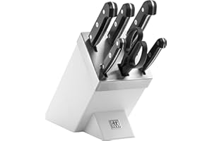 Zwilling Gourmet Set di Coltelli con Ceppo con Sistema Auto Affilante, 7 Pezzi, Bianco