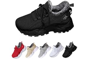 GENERIC Womens Fleece Lined Trainers Winter Thick Sole Snow Boots Lightweight Lace Up Non Slip Orthopedic Wedge Sneakers Ladies Fashion Comfortable Tennis Walking Jogging Shoes