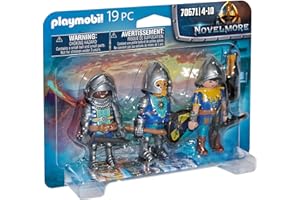 Playmobil 70671 3 Chevaliers Novelmore - avec Trois Personnages, Une épée, Une arbalète, Un Bouclier et Un fleau d'armes - Histoire & Imaginaire - Dès 4 Ans