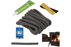 KOTARBAU® Sznur Do Uszczelniania Drzwi Kominka Pieca - 8 MM - 2,5 M -Przędza Szklana - Zestaw Naprawczy - Klej
