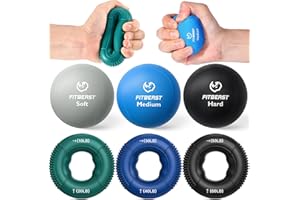 FitBeast Grip Strength Trainer, Finger Exerciser, Stress Balls for Adults 6-Piece Kit, Hand Therapy for Strength, Recovery, Stress Relief, Forearm Strengthener