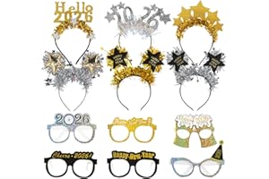 CAPANEUS 4 Stück Happy New Year Haarreifen, 2025 Haarreif Silvester, Neujahr Party Stirnband, Glitzer Stern Silber Gold Silvester Haarband Zubehör, Happy New Year Haarschmuck für Erwachsene und Kinder