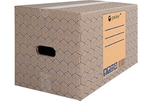 packer PRO Pack 20 Cajas Carton para Mudanzas y Almacenaje con Asas, 43x30x25cm