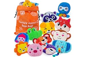TEYTOY Sensory Bean Bag for Kids 12 Pack,Texture Sensory Beanbags,Sensory Toys for Autism,Cute Animal Beanbags,Sensory Toys for Toddlers Kids Learning,Sensory Play Fine Motor Anxiety Relief