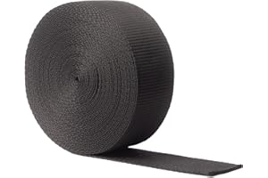 Realm Heavy Duty Polypropylene Webbing Strap Tape for Backpacks, Rucksack, Luggage/Cargo Strapping, Luggage (Black, 20mm - 5 metres)