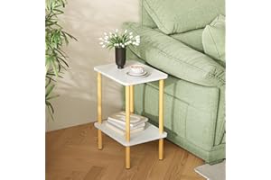 APICIZON 2 Tier Side Table, Narrow End Table with Storage Shelf, Bedside Table Nightstand for Small Spaces, Bedroom, Living Room, Entryway, Farmhouse, No-Tool Assembly, White & Oak