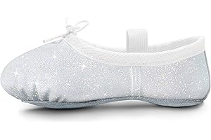 Aiseyi Buty baletowe dla dziewcząt, brokatowe, balet, buty do tańca, skórzane, na całą podeszwę, balet, do tańca, płaskie buty dla dzieci, maluchów, występów tanecznych, przebranie