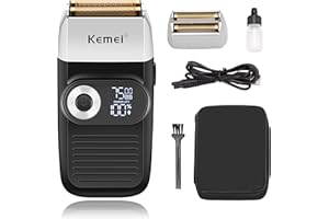 Kemei Rasoio elettrico a lamina per uomo con rifinitura della calvizie Rasoi elettrici senza filo con display a LED,Regali per la Festa Del Papà