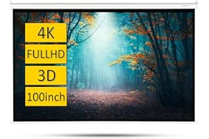 OVERMAX Automatische Hängende Beamer Leinwand groß 100" Zoll 16:9, Abmessungen 221 x 124 cm, Verstellbare Leinwandlänge, Full HD, 4k, Wand-und Deckenmontage, Projektion für Heimkino
