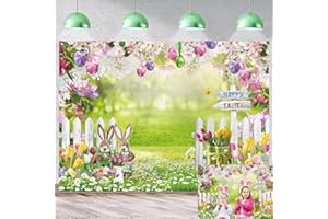 CINRAY Toile de fond de Pâques pour photographie - Décoration de fête de Pâques - 2,1 x 1,5 m - Toile de fond de jardin - Herbe verte - Œufs colorés - Bannière de Pâques, fête prénatale, fête d'anniversaire