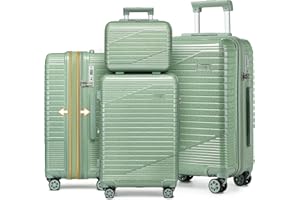 Sea choice Valise Set 4 Rigides Sets de Bagages Polycarbonate Extensible Valise de Voyage Cabine à 4 roulettes avec Serrure TSA Fermeture éclair YKK 55/67/76cm