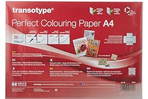 transotype Perfect Colouring Paper, Markerpapier DIN A4, 250 g/qm, 50 Blatt, für Farbverläufe, Manga-Zeichnungen, Card-Making und Scrapbooking, geeignet für Laserdrucker