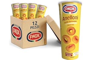 PATATINE PATA PATA | Anelloni Gusto Formaggio in Pratico Tubo, Senza Glutine, Non Fritti, 12x40g