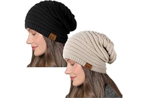 KORDEAR Beanie Hat Women - Winter Warm Knitted Beanies Ladies Thermal Wooly Hat Soft Stretch Slouchy Beanie Skull Cap Cable Knit Hat for Women Girls Outdoor UK