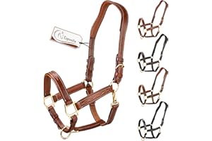 ‎ESPOSITA Esposita anatomisches Lederhalfter Deluxe Halfter aus Leder für Pferde Stallhalfter Pferdehalfter - Cronic Braun Cob