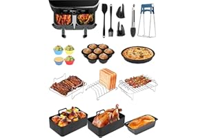 A ABLUMEN 20tlg. Heißluftfritteuse Zubehör Airfryer Zubehör für Ninja Foodi AF300EU AF400EU, Zubehör Airfryer Accessories für AF400 Dual Zone Innsky Princess Emerio 7,6L-9,5L Air Fryer Accessories BPA-frei