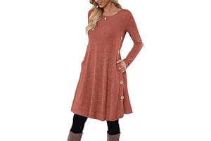MOLERANI Jumper Dress for Women Long Sleeve Dress Ladies Button Tunic Dress with Pockets