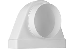 STEINBERG14 Ø 125 mm – 220x55 mm Transizione di ventilazione - Curva Verticale in PVC Plastica da Tubo Tondo a Rettangolare - Riduttore, Adattatore