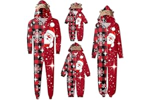 Sunnyuk Weihnachtspyjama Familie Set Damen Herren Kinder Jumpsuit Weihnachtsschlafanzug Weihnachts Pyjama Family Set Einteiler Schlafanzug Weihnachten Christmas Pajamas Couple