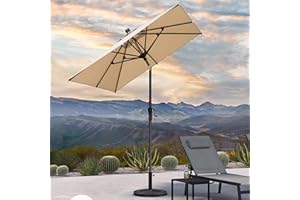 PURPLE LEAF Parasol de Jardin Exterieur Inclinable 180 x 180 cm avec Manivelle, Parasols avec 8 Baleines et Mât Central en Aluminium, Toile Protection UV pour Balcon Patio Terrasse, Beige