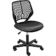 Yaheetech Armless Office Chair Adjustable Computer Chair Swivel Chair with Rolling Wheels and PP Back Support for Home Office Students Study Black