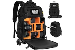 OUUTMEE Camera Backpack with 15.6" Laptop Compartment – Waterproof Camera Bag, Durable DSLR/SLR Photography Bag Compatible with Canon, Nikon, DJI Drones | Removable Padded Insert | Tripod Holder Strap