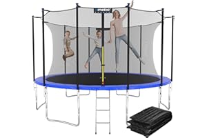‎KINETIC SPORTS KINETIC SPORTS Trampolin Outdoor 'Salto Plus' Ø 183/244/305/366/400/430/490 cm - Komplett-Set für Kinder, USA Sprungtuch, Netz, Randpolster, Leiter - bis zu 160kg
