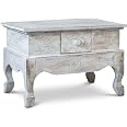 Livasia Opiumtisch Aus Massivholz – 30x30x24cm – Handgeschnitzter Beistelltisch Holz