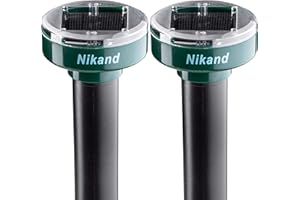 NIKAND Gopher Repellent Ultrasonic Solar Powered - Mole Repellent Stakes Outdoor Pet Safe - Groundhog Repeller Snake Rodent Gopher Spikes Chaser - Sonic Mole Deterrent Devices (2)