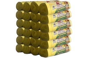 I PRODOTTI DI MARISA CSC - Sacchetti Spazzatura 40L con Maniglie, 360 Pz, Sacchi Spazzatura 55x65cm per Pattumiera Sottolavello, Buste Spazzatura per Raccolta Differenziata Interno Antigoccia e Antiforo, 24 Rotoli, Giallo