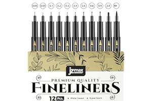 JZMAX Black Fineliner Pens Set Art Supplies - 12 Pack Fineliners Technical Drawing Pens- Microliner Art Pens for Artist, Brush Pens for Handwriting, Calligraphy, Sketching, Illustrations, Drawing