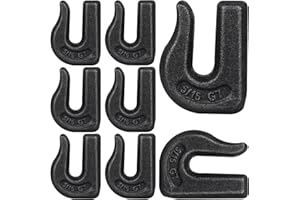 V-CHEN 8Pcs Weld-On Chain Hook, 5/16 Inch Grade 70 Clevis Grab Hooks for Tractor Bucket, Heavy Duty Grab Hook Weldable for Chain Pulling and Lifting, Forged Steel Weld Hooks for Rigging/Forklift Trailer