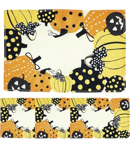 4 Pezzi Tovagliette Da Tavola Di Halloween 30*45cm Lino Ghost