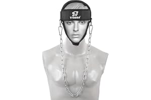 ‎TIGERA TIGERA Sports Neck Harness Neck Exerciser Builder Support for Strength & Resistance Training Weight Lifting Head Harness for Stronger Neck & Traps with Adjustable Neck Strap & Steel Chain
