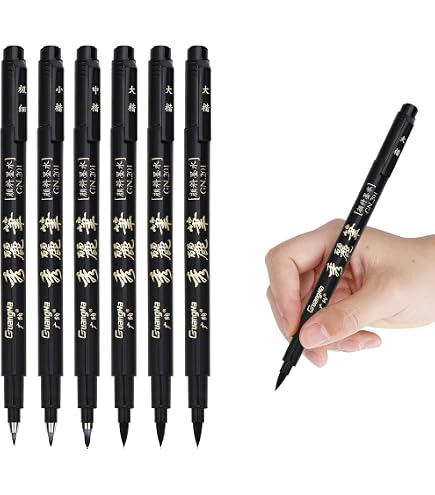 Lot De 3 Stylos Calligraphie - Pointe Souple Encre Noire