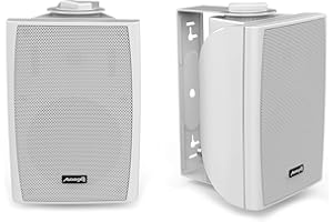 Audibax Elipse 4 Bianco - Diffusori Passivi da Scaffale HiFi - Coppia di Altoparlanti Stereo a 2 Vie - potenza Continua di 20W - Montaggio a Parete Incluso - Altoparlanti con Woofer da 4"