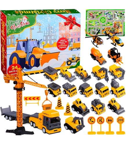 Calendrier De L'Avent Construction - 24 Jours De Blocs De Camions (pompiers Et Chantier) - Pour Enfants Dès 3 Ans - Jouets éducatifs - 10