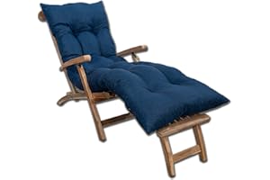 Bananair - Coussin Bain de Soleil Chaise Longue - Épais, Ultra Confortable, Design Matelassé - Fabriqué en France - Matelas Transat avec Scratchs, Facile à Installer (185x60x15 cm, Bleu)