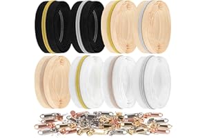 DOITEM #5 Cremalleras metálicas de bobina de nailon plateado, dorado y negro de 16m por The Yard a granel con cremalleras negras, blancas y caqui para costura, sastre y manualidades