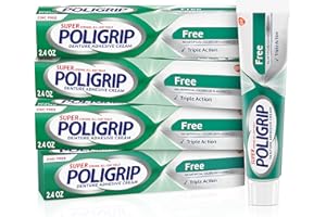 Super Poligrip Zinc Free Denture Adhesive Cream, 2.4-Ounce Tubes (Pack of 4) by Super Poli-Grip