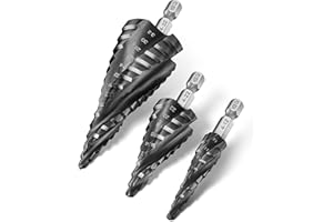Pinava® Stufenbohrer HSS Cobalt Pro 4XSPIRAL [Schneller, Präziser, Langlebiger] 3er Set - Profi Kegelbohrer für Edelstahl, Metall, Holz, Kunststoff - Blech-Schälbohrer Extrem Scharfer Edelstahlbohrer