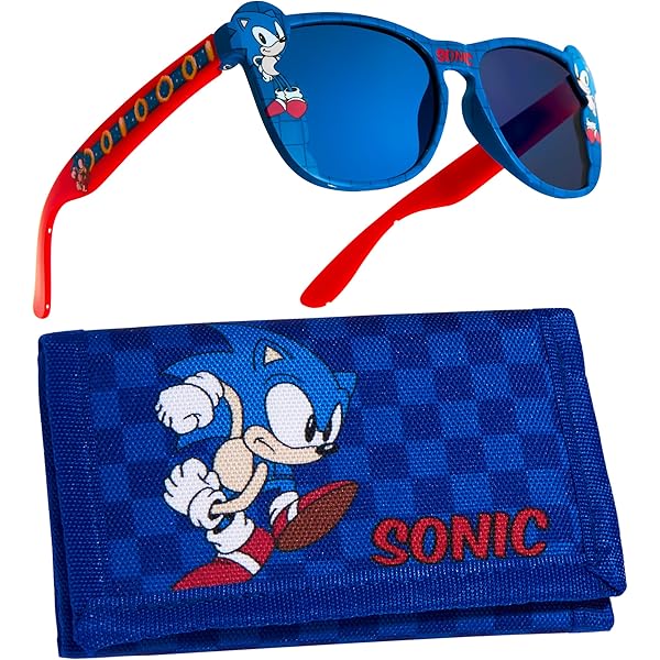 Sonic The Hedgehog Portefeuille à trois volets pour cartes et pièces de monnaie, Bleu, Thème compact