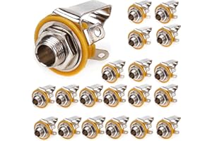 RUNCCI-YUN Conector Jack Hembra TRS Estéreo 1/4" (6,35mm) para Guitarra, Montaje en Panel de Audio, 20 Piezas