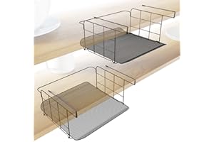 2× Estante inferior y cesta de almacenaje, diseño de malla - organizador todoterreno y práctica cesta colgante para cocina (higiénica de limpiar) y oficina, fabricada metal para estantes KD Essentials