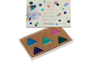 Lulubug Magisches Wachsmalset| 4 Wachsmal Dreiecke, 1 Wachsmal Dreieck Metallic, 5 Schablonen | Wachsmalblöcke, Wachsmalstifte | Motiv: unter Wasser