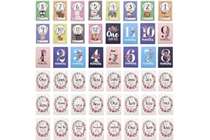 Create idea 48pcs Baby Milestone Cards Monthly Moment Cards Set with Gift Paper Box First Year Progress Unisex Baby Shower Including Smile Rolled Over Stand Walk