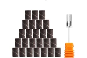 UPDATECLASSIC JCMaster® Scovolini per Fresa per Unghie + 1 Mandrino in acciaio – Ideale per Manicure, Pedicure - Preparazione unghia naturale, modellamento gel/acrilico - eliminazione sollevamenti- Grit 150 -25 pz