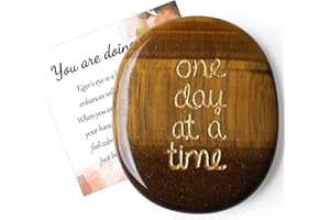 QINJIEJIE Worry Stone Tiger Eye Thumb Stones Healing Crystals Anxiety Relief for Adults Small Crystals Meaningful Spiritual Gifts for Women Kids Colleagues