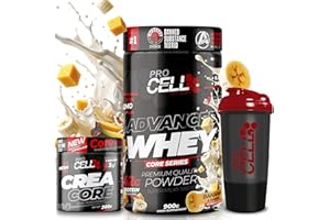 PROCELL SPORT SUPPORT PACK Procell Proteinas Whey Advanced 900Gr (Banana Mango) + Creatina monohidratada 300Gr + Shaker "REGALO" Gana masa muscular, Fuerza, Resistencia, Tonificacion muscular, Recuperacion deportiva