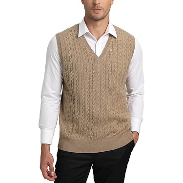Gilet Tricot Homme MANBOZIXi Gilet Homme Col V Pull Sans Manches